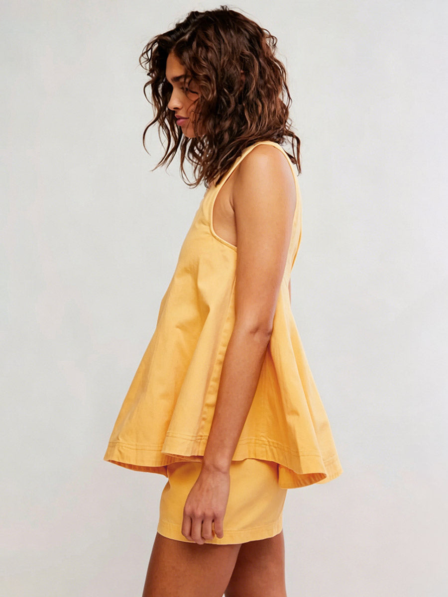 Ivory Sleeveless Denim Mini Dress — view 12