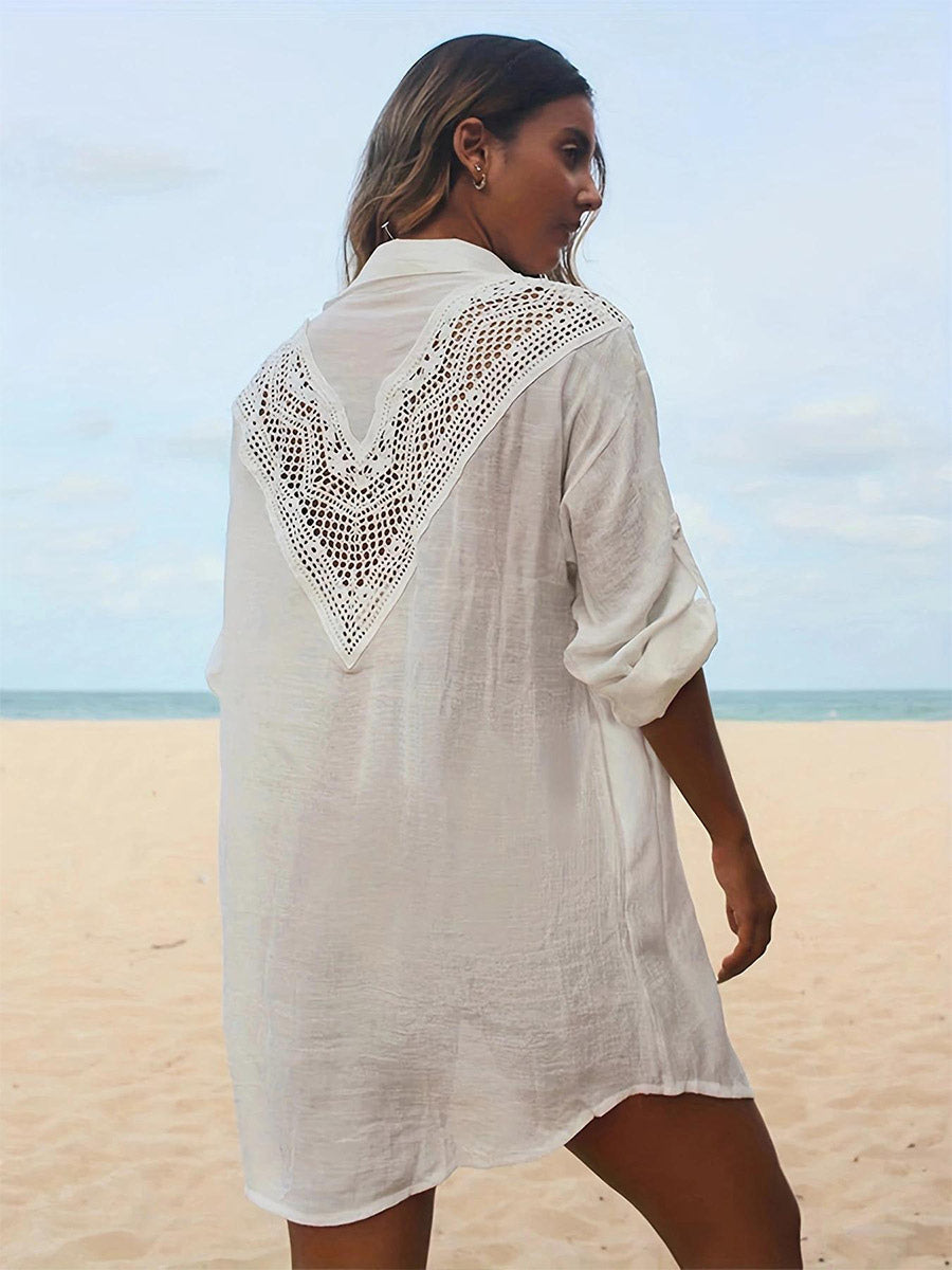 black relaxed cut out midi beach cover up — view 7