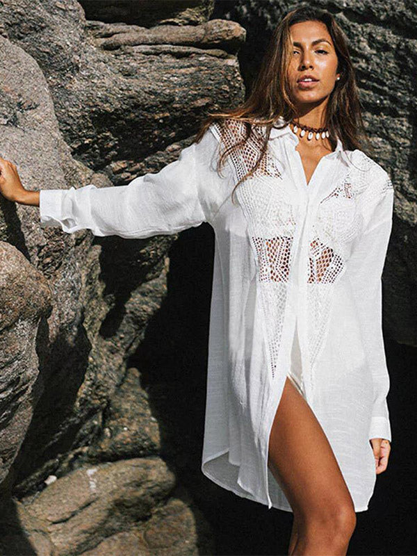 black relaxed cut out midi beach cover up — view 3
