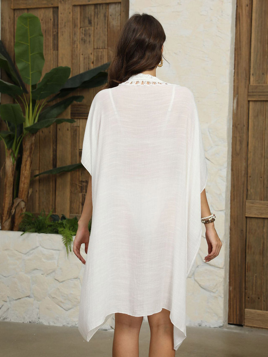 Black Short-Sleeve V-Neck Beach Cover-Up — view 5