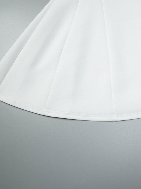 Ivory Short-Sleeve V-Neck Pleated Dress — view 14