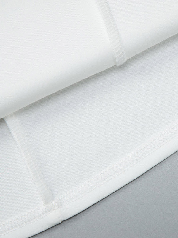 Ivory Short-Sleeve V-Neck Pleated Dress — view 13