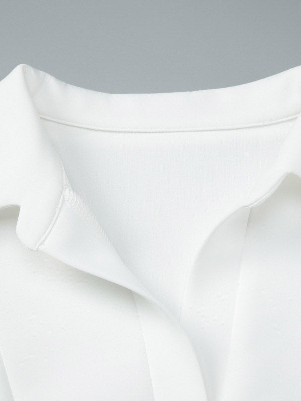 Ivory Short-Sleeve V-Neck Pleated Dress — view 10