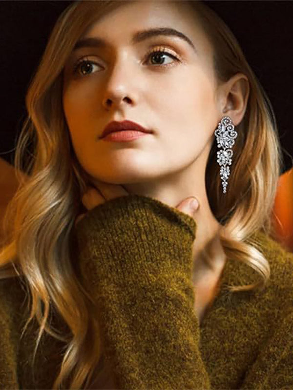 white embellished earrings — view 2