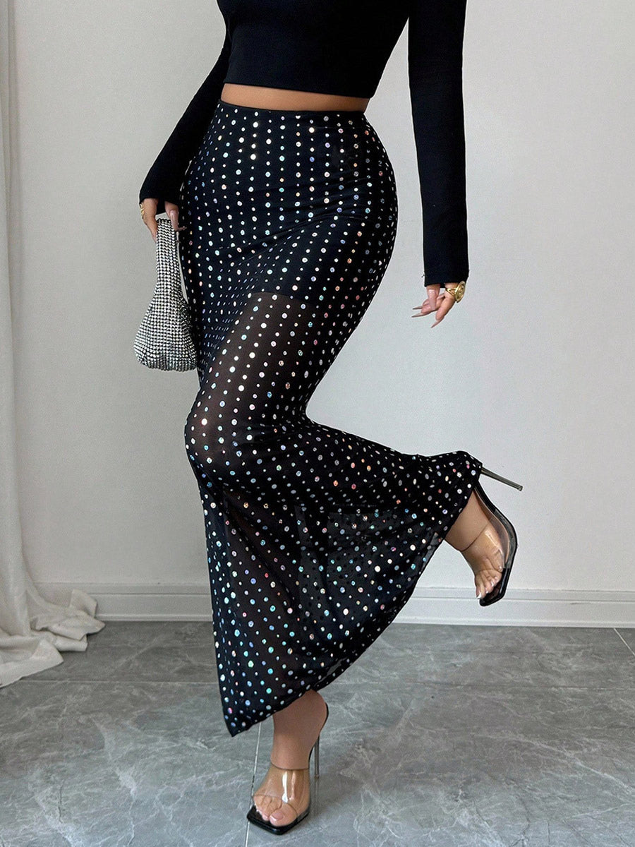 Black Polka Dot Longline Trousers — view 1