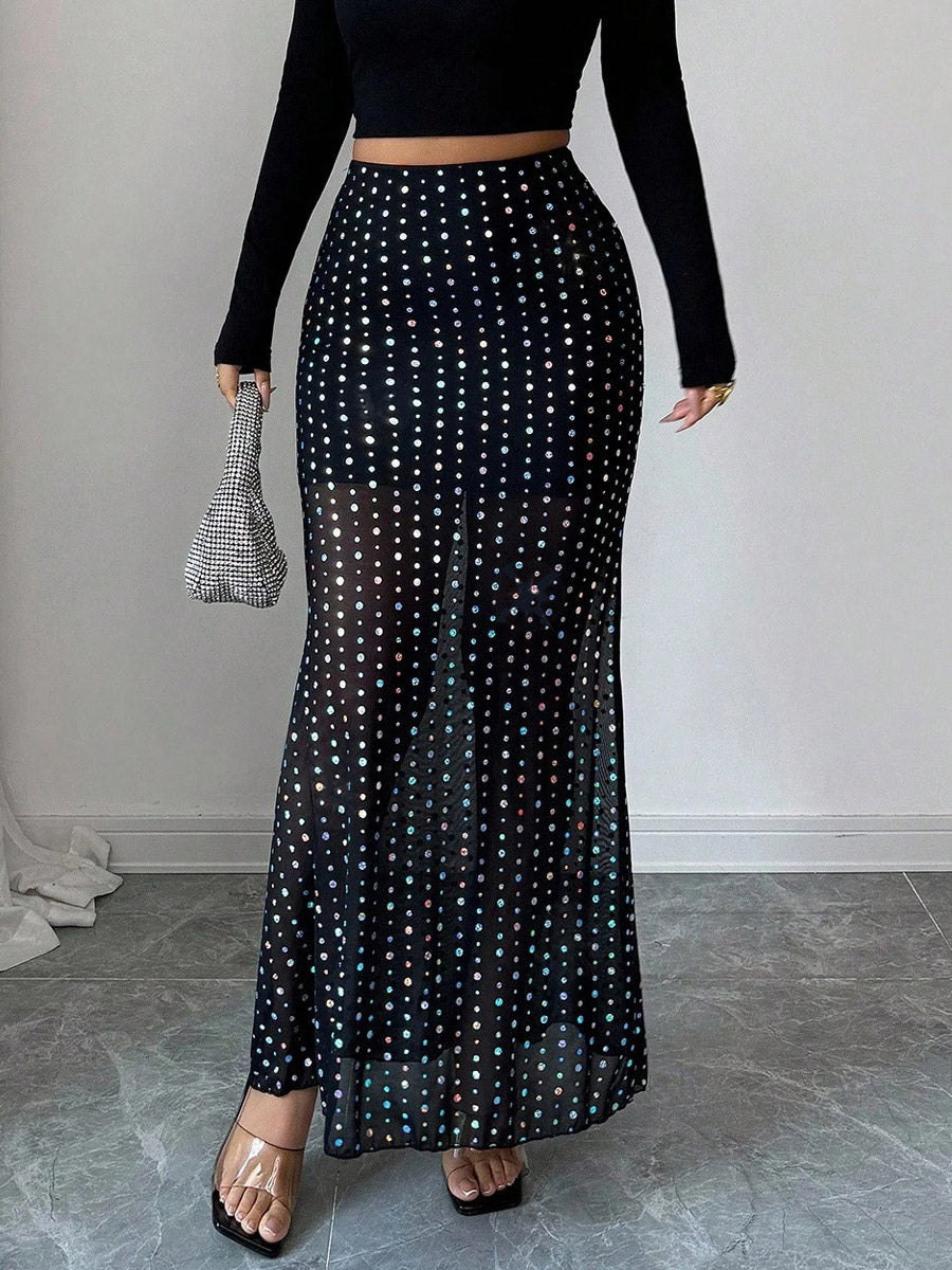 Black Polka Dot Longline Trousers — view 3