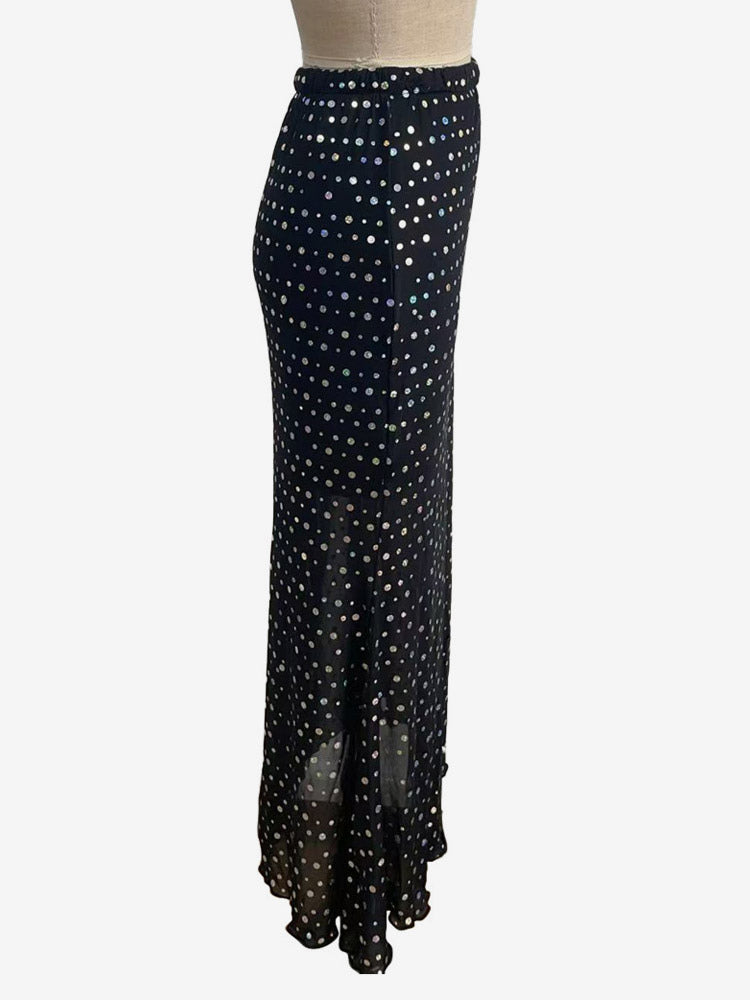 Black Polka Dot Longline Trousers — view 6