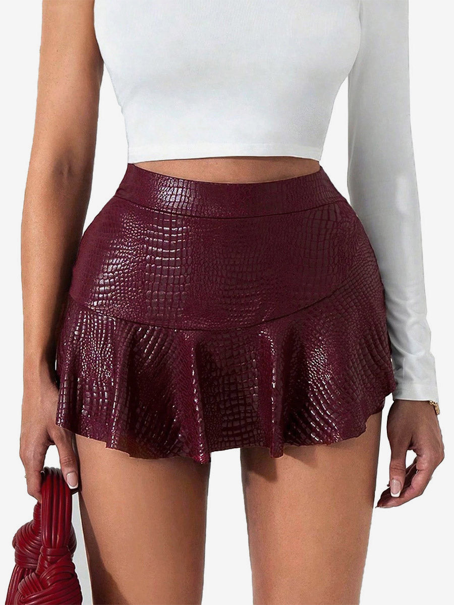 Burgundy Fitted Mini Trousers — view 1