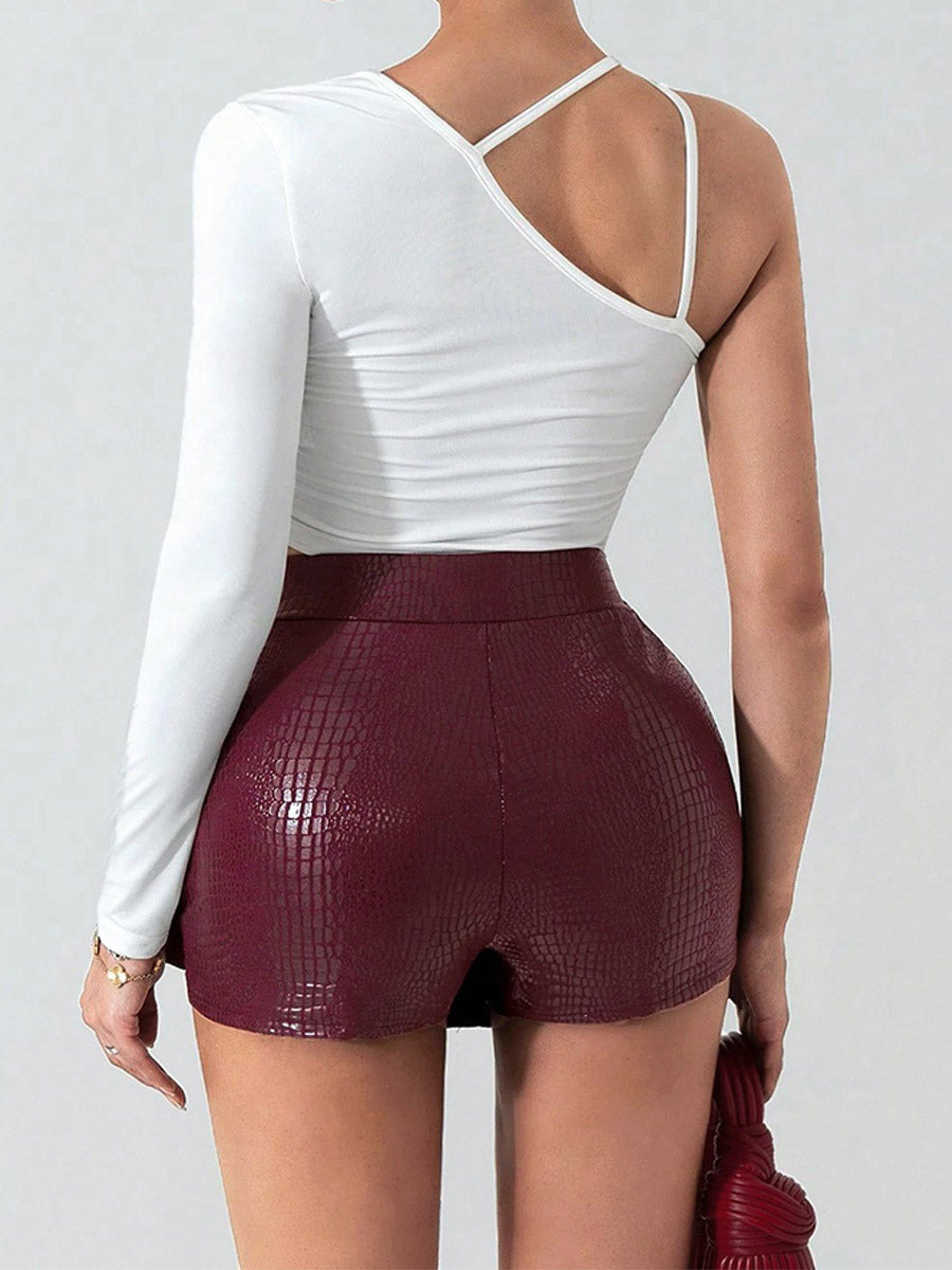 Burgundy Fitted Mini Trousers — view 4