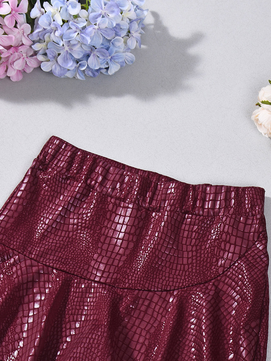 Burgundy Fitted Mini Trousers — view 7