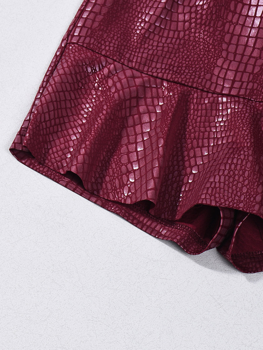 Burgundy Fitted Mini Trousers — view 8