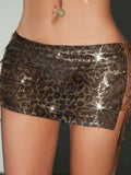 Leopard Print Fitted Metallic Mini Trousers — view 1