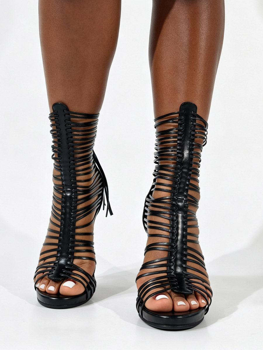 Black Open-Toe Strappy Sandals — view 4