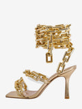 gold open toe strappy sandals — view 2
