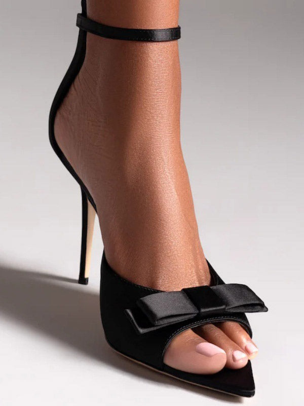 Apricot Open-Toe Ankle-Strap Satin Sandals — view 3