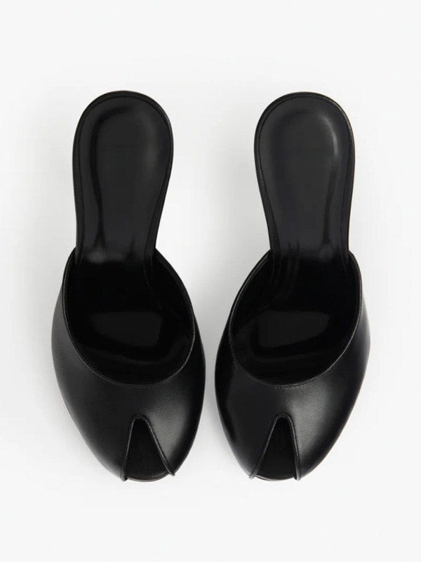 Red Open-Toe Stiletto Mules — view 4