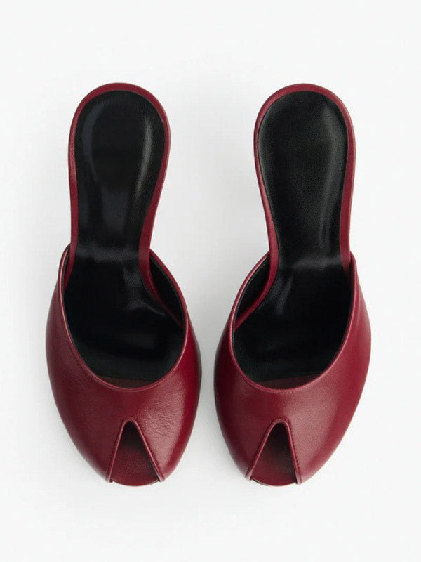 Red Open-Toe Stiletto Mules — view 10