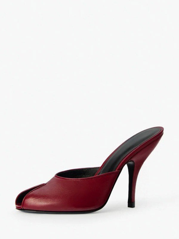Red Open-Toe Stiletto Mules — view 9