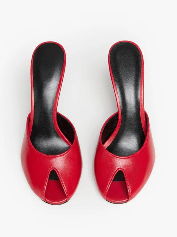 Red Open-Toe Stiletto Mules — view 6