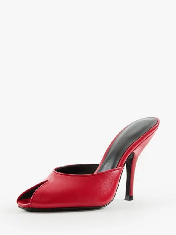 Red Open-Toe Stiletto Mules — view 5