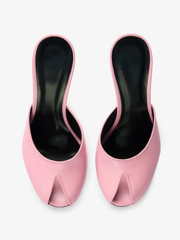 Red Open-Toe Stiletto Mules — view 2