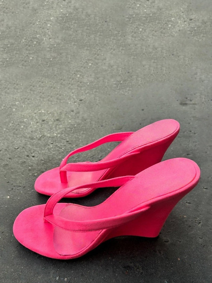 Apricot Suede-Effect Wedge Sandals — view 1
