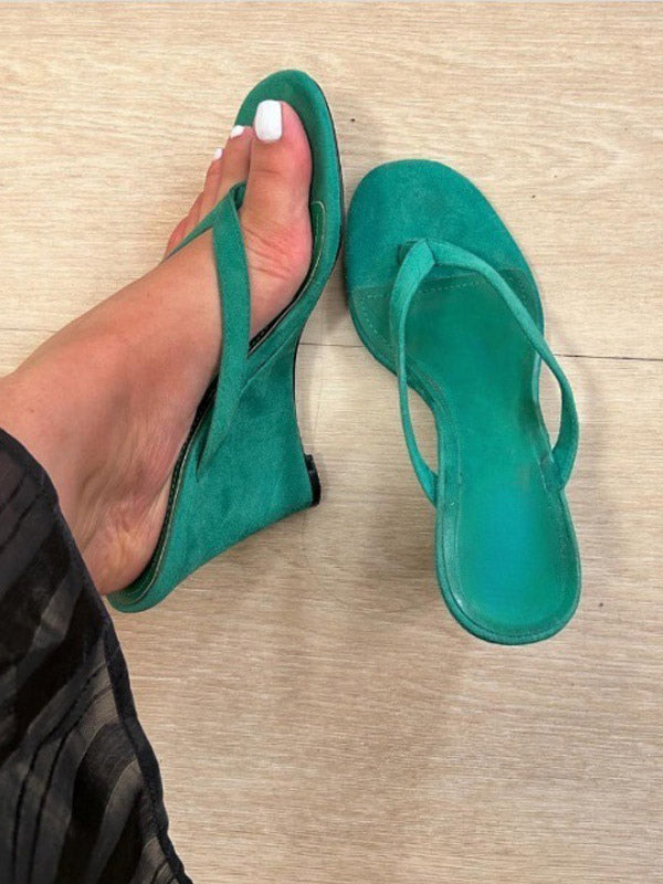 apricot suede effect wedge sandals — view 8