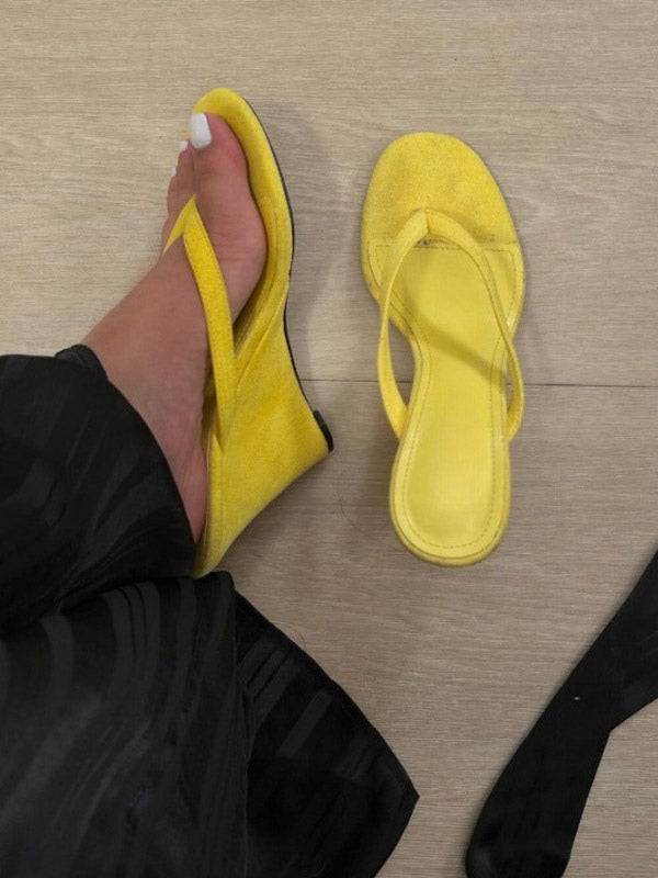 apricot suede effect wedge sandals — view 9