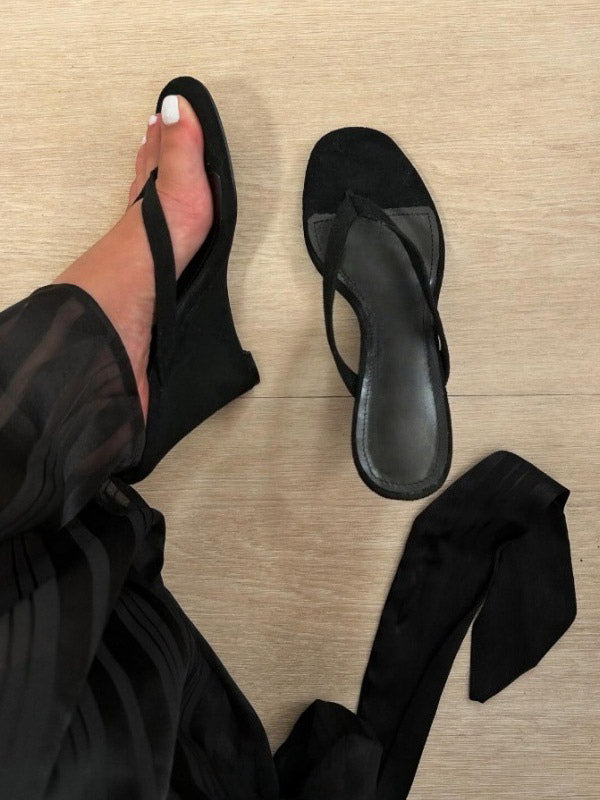 apricot suede effect wedge sandals — view 6