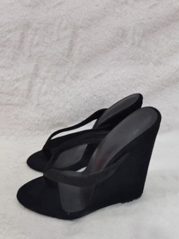 apricot suede effect wedge sandals — view 7