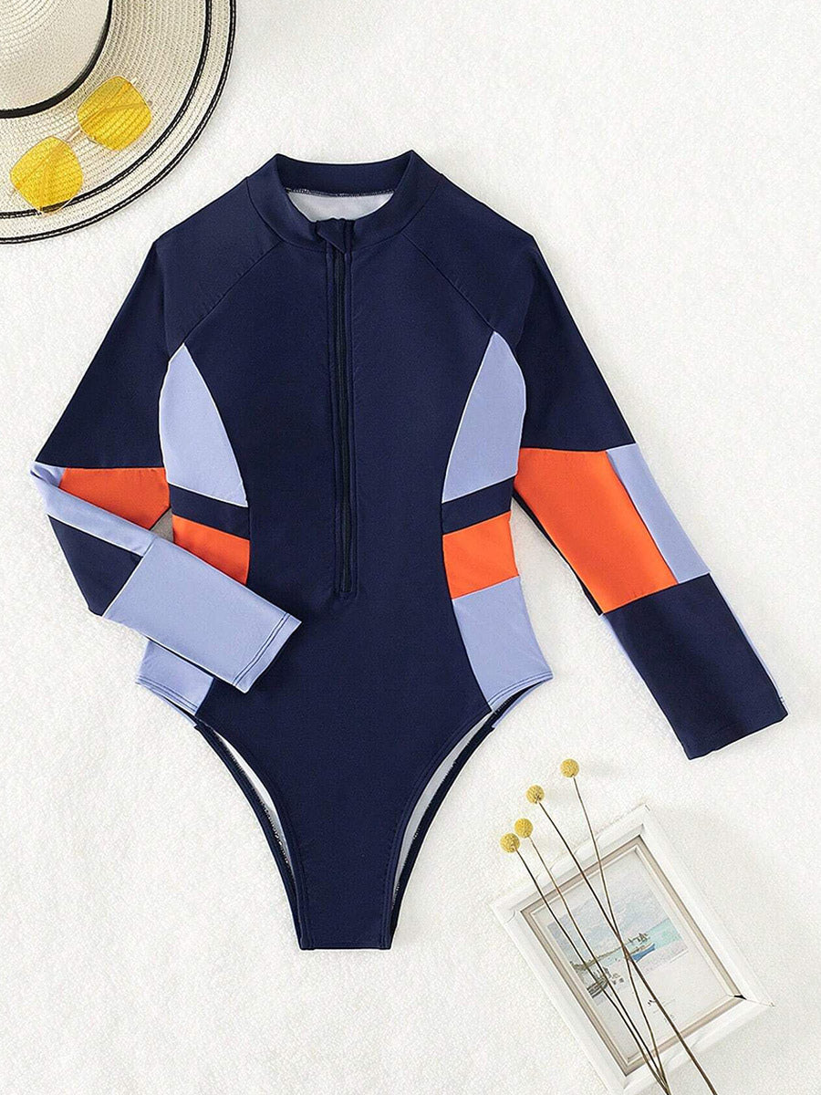 navy long sleeve swimsuit — view 4