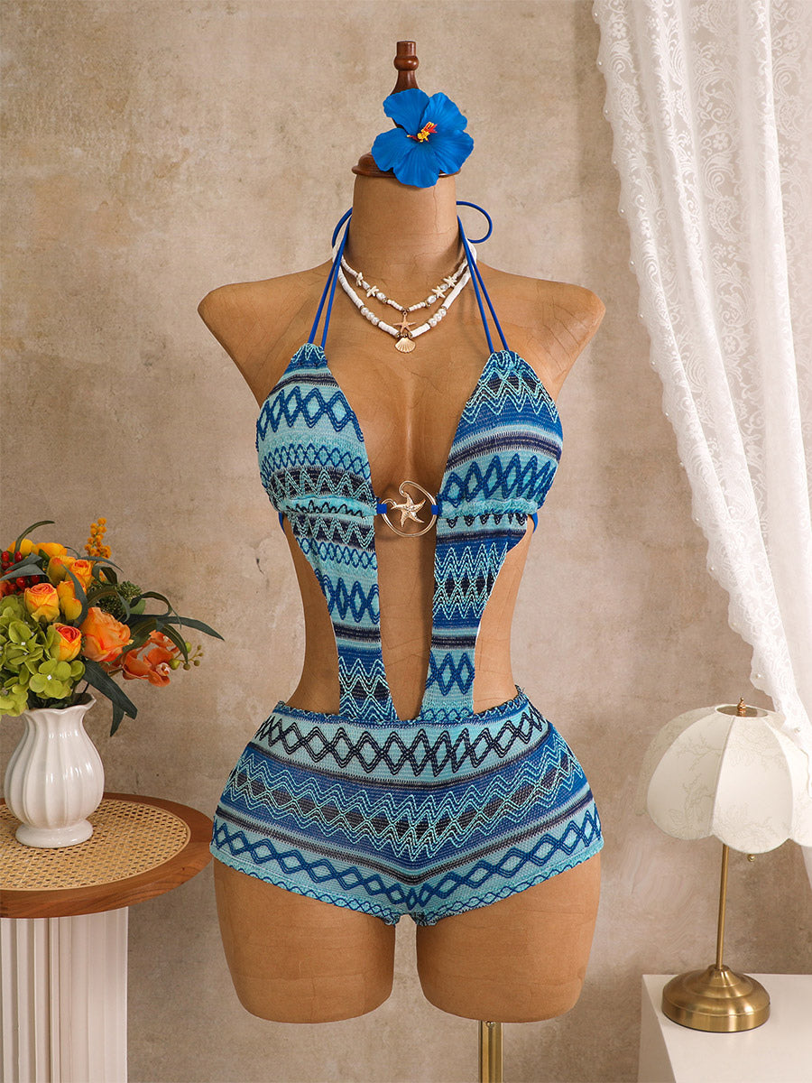 pink halter neck knitted bikini set — view 12