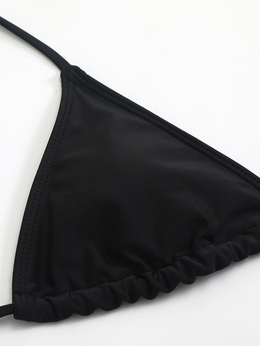 apricot long sleeve halter neck sheer bikini set — view 12