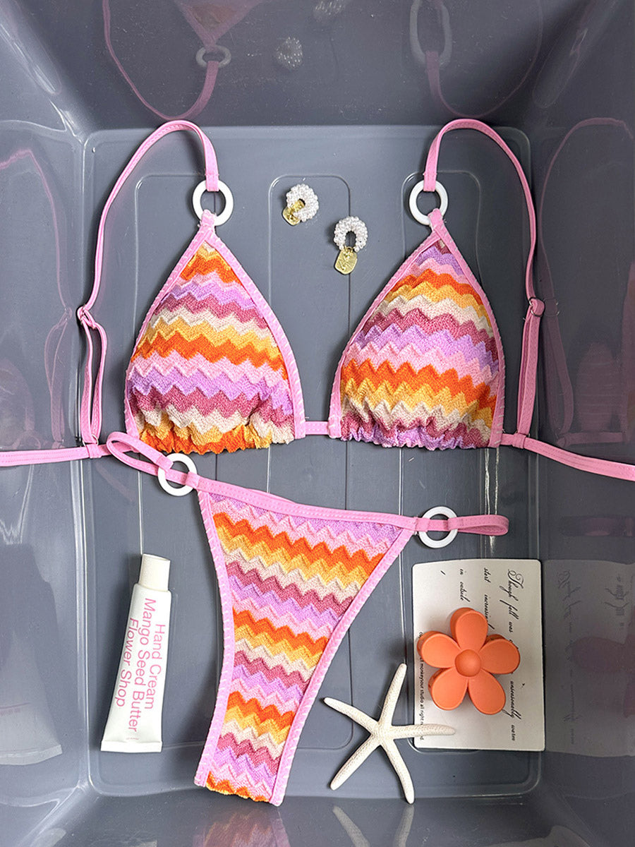 pink knitted bikini set — view 6