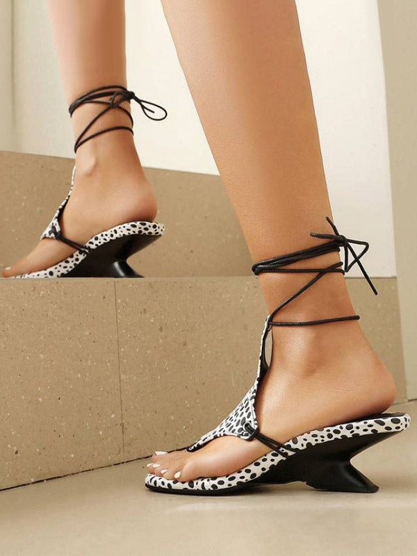 brown lace up wedge sandals — view 6