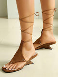 brown lace up wedge sandals — view 9