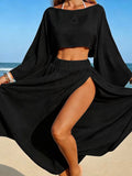 Black Long-Sleeve Beach Cover-Up — view 1
