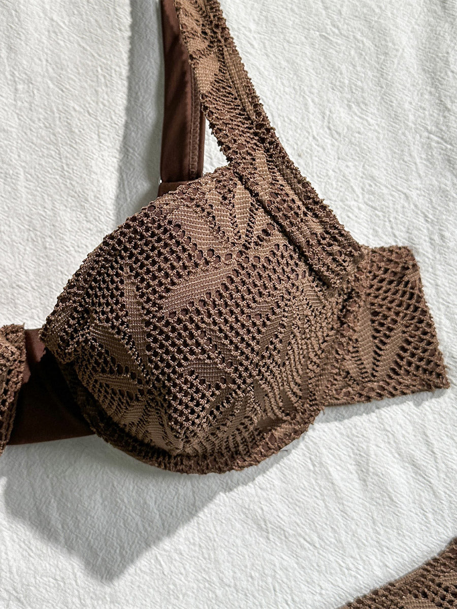 Pink Wrap Lace Bikini Set — view 5