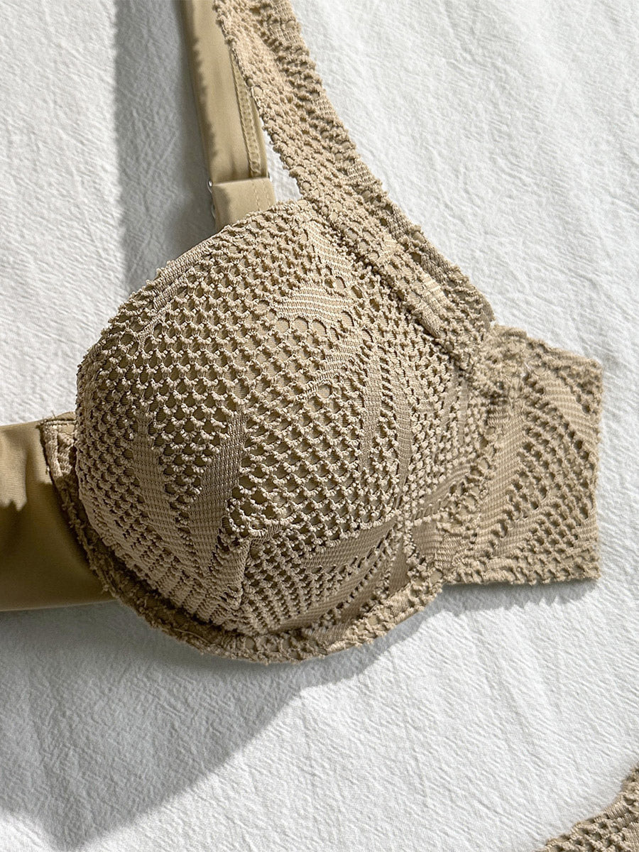 pink wrap lace bikini set — view 11