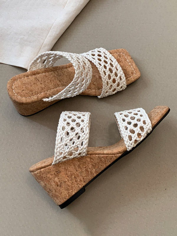 black open toe cut out wedge sandals — view 5