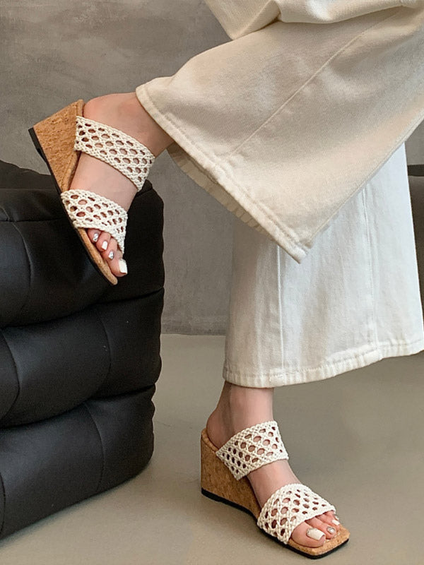 black open toe cut out wedge sandals — view 7