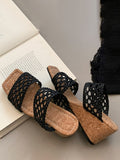 Black Open-Toe Cut-Out Wedge Sandals — view 1