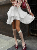 White Tiered Lace Mini Skirt — view 1