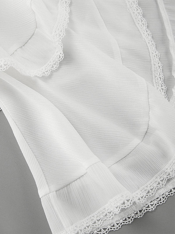White Tiered Lace Mini Skirt — view 7