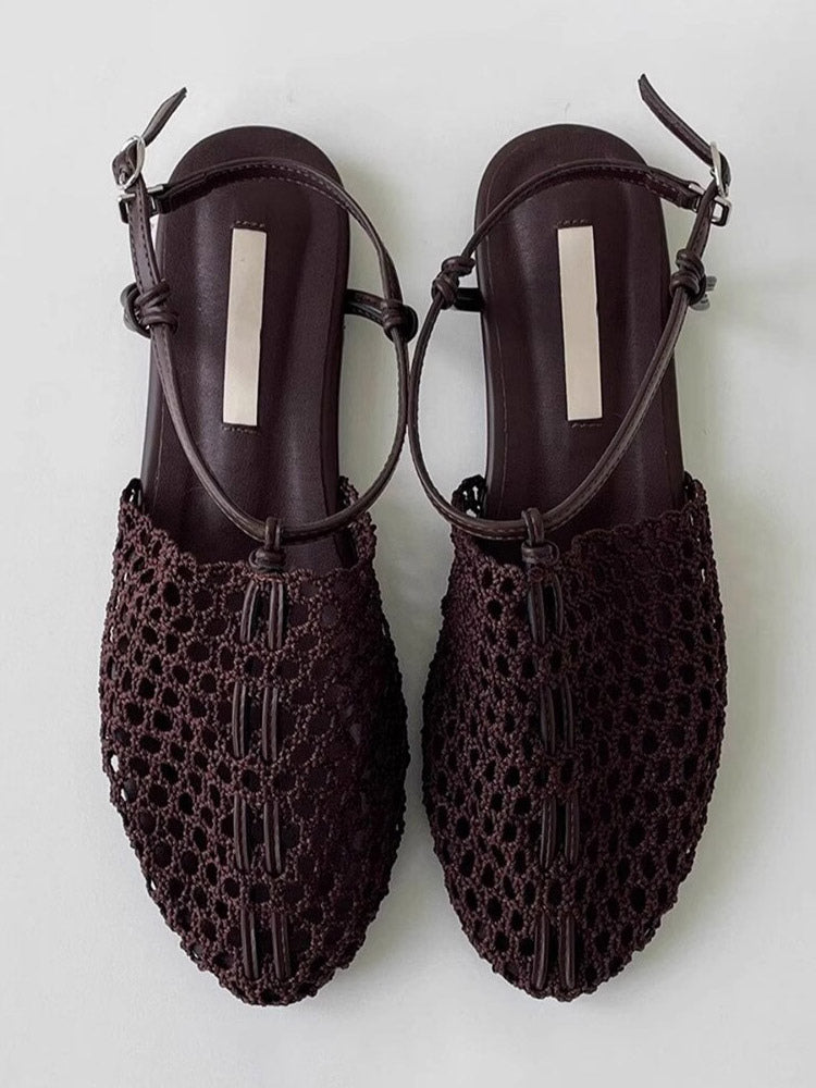 brown round toe sandals — view 1