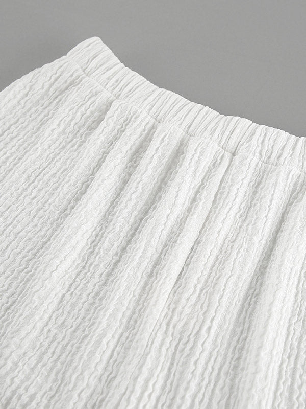 White Sleeveless V-Neck Two-Piece Set — view 6