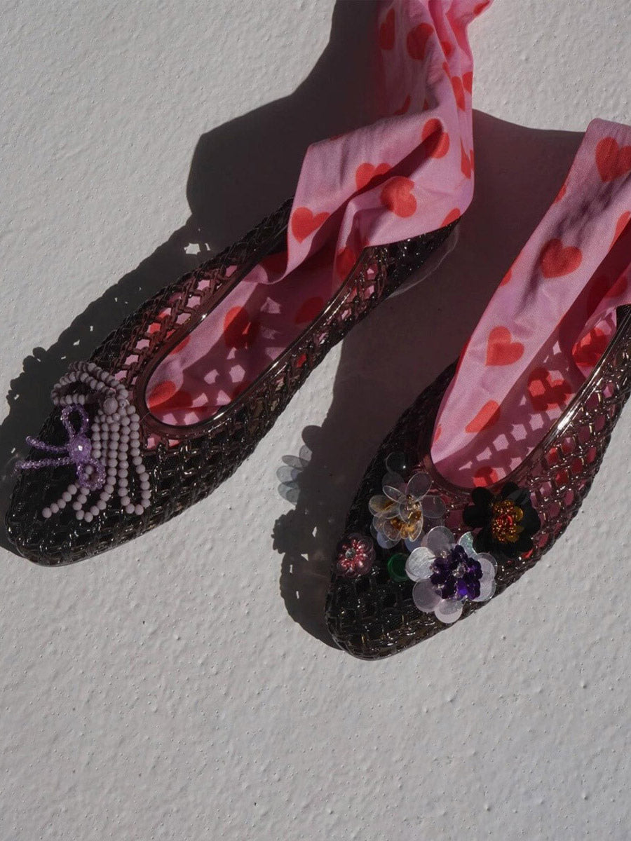 transparent round toe cut out sandals — view 1