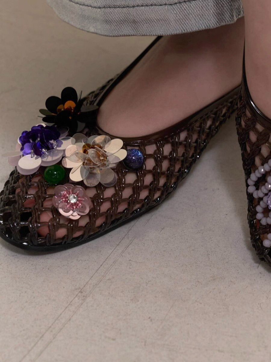 transparent round toe cut out sandals — view 2