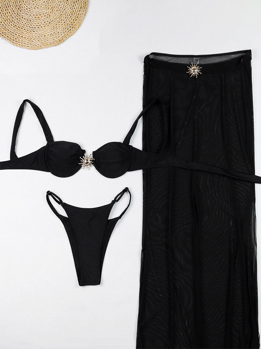 brown lace up sleeveless beach cover up — view 7
