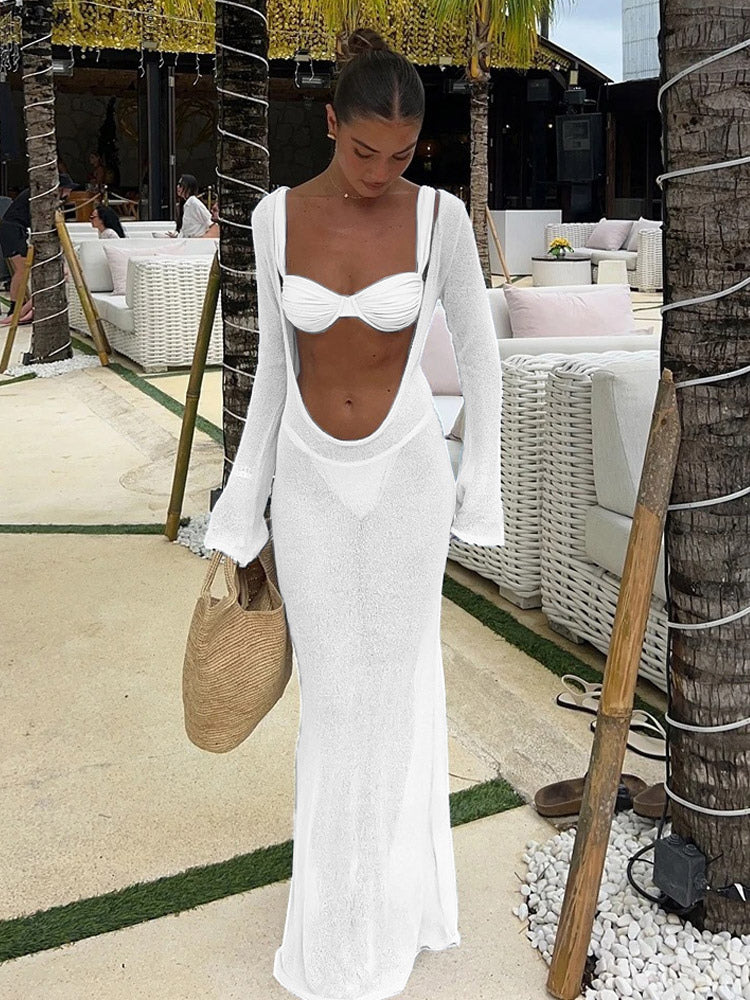 Pink Long-Sleeve Beach Cover-Up — view 16